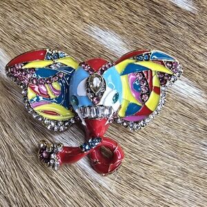 Mardi Gras Elephant Mask Brooch Pin  Rhinestone Carnival Party Jewelry